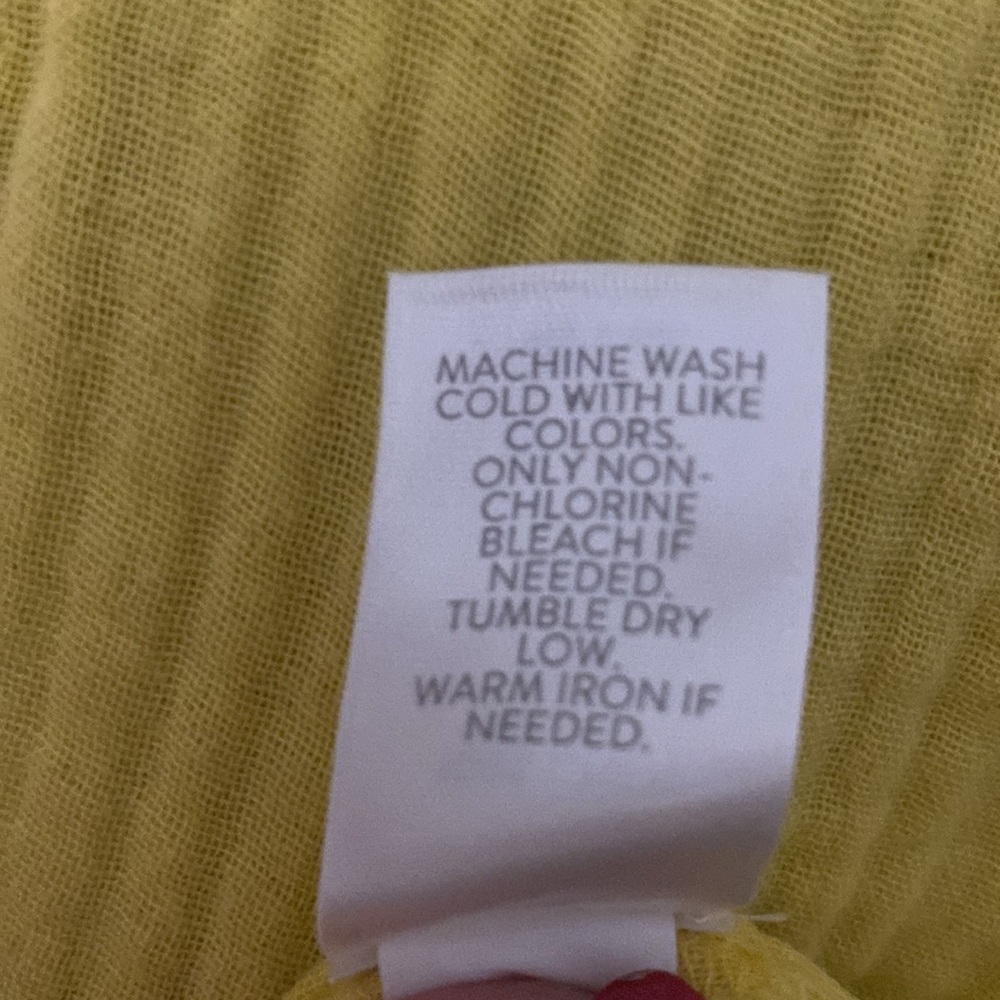 J Jill Yellow Tiered Dress Split Neck Short Sleeve Summer Sz M - Picture 10 of 10